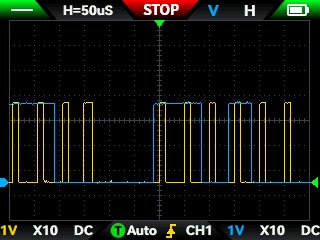 Oscilloscope display for SDA and SCL signals